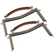 Metal Purse Frames 2Pcs Kiss Lock Clasp Embossed Clutch Frame with Handle Bronze