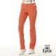 【Lynx Golf】女款彈性舒適Lynx魔術方塊繡花拉鍊口袋配色透氣織帶剪接造型窄管長褲-橘色