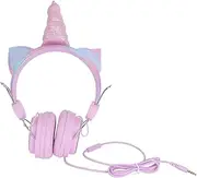 1Pc Music Headphone Wired Headset with Volume Control Cute Unicorn Design for School Online Learning and Gaming Pink