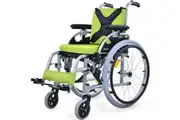 EQUIPMED Kids Premium Paediatric Wheelchair, Lightweight Aluminium, 22' Wheels, 75kg Rated, Green