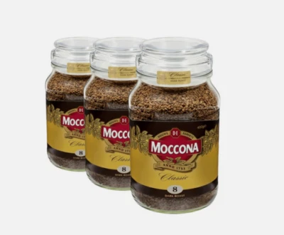 3 x Moccona Freeze Dried Instant Coffee Classic Dark Roast 8 - 400g