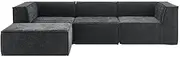 [Ovela] Softly 3 Seater Modular Sofa with Ottoman (Charcoal) - OVSOFTLMSCA
