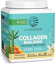 Collagen Peptides Powder with Biotin & Hyaluronic Acid | Vegan Protein Powder for Skin Hair Nail Support Plant Based Keto Non GMO Gluten Free | Vanilla Collagen Powder by Sunwarrior
