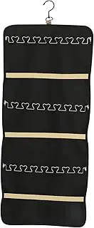 TOGEVAL Hanging Jewelry Organizer Portable Storage Roll Bag with Hooks Dual Sided Design for Necklaces Earrings and Hairpins Dustproof and Easy to Hang Bedroom Living