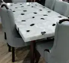 White Agate Stone Dining Table Top, Kitchen Counter Top Slab, Furniture Decors