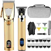 Professional Hair Trimmer for Men,Hair Clippers for Men Barber Clipper Shaver Set,Beard Trimmer Zero Gapped T-Blade Trimmer Electric Shaver Razor for Grooming Hair Cutting Kit,LED