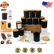 Bulk 12 OZ Black Matte Candle Jars with Bamboo Lids - Perfect for Candle Making