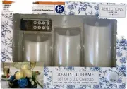 NEW Mikasa Reflections Remote Controlled LED Candles Realistic Flame Set Of 3.