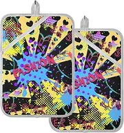 Large Pot Holders 70s 80sfashion Colorful Retro Hippie Potholders with Pockets Hot Pads for Cooking Oven Mitts 2 Pack