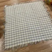Handmade In Thailand- Cotton Throw/Table Cover -49x49- Cream/blue/green