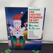 6 Foot Snowman Christmas Inflatable LED Lighted Yard Display 3 Feet 3 inch Wide