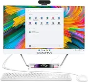 All-in-One Desktop Computer 24" FHD Display PC, i7 Quad-Core Windows 11, 16GB RAM, 512GB SSD, Wireless Charging Function, Wired Keyboard & Mouse, RGB Speaker & Webcam, White (i7/16G/512G)