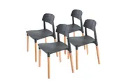 4X Retro Belloch Stackable Dining Cafe Chair BLACK