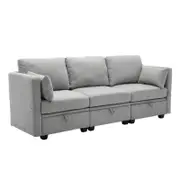 Homfurn Modular 3 Seater Sectional Sofa with Storage, Grey