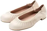 LANVIN en Bleu(ランバン オン ブルー) Lanvin on Blue 2852 Women's Ballet Shoes, Ruched Ballet Shoes 2852, Light Beige, 24.0 cm