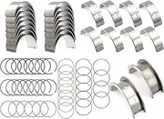 Replacement Car Main & Rod Bearings with Piston Rings for GM LS Gen III IV 4.8L 5.3L MS2199 CB-663 E-937K 2M4978