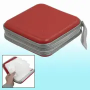 Zipper Closure 40 Pcs CD Discs Square Storage Holder Red