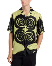 Nanushka Bodil Silk Printed Button Down Camp Shirt