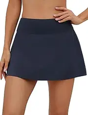 [Rocorose] Women's Swim Shorts Bottom 3" High Waisted Quick Dry Flowy Swimming Board Shorts with Boxer Liner
