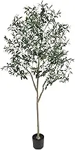 Artificial Olive Tree for Living Room Decor, 6FT Tall Faux Silk Plant Artificial Tree in Potted Oliver Branch Leaves and Fruits for Modern Home Decor Indoor