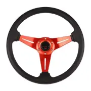 Universal 350mm 6 Bolt Fabric / Aluminum Drift Racing Steering Wheel w/Horn RED (for: Lexus)