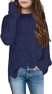[Imily Bela] Children's Girls' Fleece Pullover Crew Neck Fuzzy Knitted Jumper Warm Winter Tops Sweater