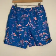 Vineyard Vines Chappy Trunks Island Scenic Azure Blue Bathing Suit 7" Sz Small