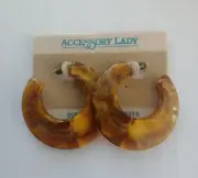 Accessory Lady Genuine Lucite Hoops Statement Earrings Pierced Vtg