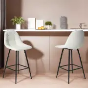 2Set PU Leather Barstools 25.5" Counter Height Dining Bar Chairs W/Back White