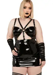 [HOROSCOPEZ] Plus Onyx Prove Me Wrong Vinyl Mini Dress