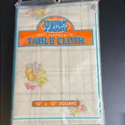 NEW! SEASONS of STYLE Vinyl Flannelback Tablecloth 52” x 52” Square