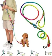 Dffghul Hands Free Dog Leash& 7.5ft Cross Body Rope with Slip Lead Durable for 2 Dogs, Multifunctional Dog Training Leash for Most Dogs Walking, Jogging and Hiking