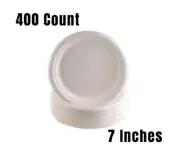 400 Pack - 100% Compostable Plates - Natural SugarCane Biodegradable 7-Inch
