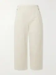 [FRAME] FRAME - Cropped Button-embellished Cotton-twill Wide-leg Pants - Off-white - 27 27 Off-white