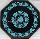 Truquoise Stone Inlay Work Coffee Table Top Black Octagon Marble Sofa Side Table