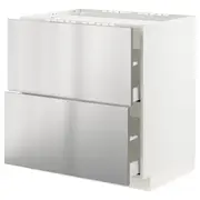 METOD / MAXIMERA base cab f hob/2 fronts/2 drawers, white/Vårsta stainless steel, 80x60x80 cm