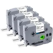 4Pk Label Maker Tapes Replacement for Brother P Touch Label Tape TZe/TZ Tape