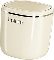 B Baosity Small Trash Can with Press Type Lid Garbage Can Trash Bin for Vanity Office Home, White