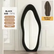 TOOLKISS 1.7m Standing Maiden Mirror – Full Length Aesthetic Floor Mirror for Bedroom, Bathroom & Living Room – Creative Modern Deco Black Wavy Design