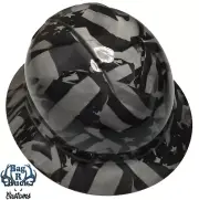 Hydro Dipped Hard Hat Full Brim HG Light Gray Midnight Flags 6 Point Harness