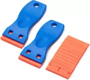 2 Pcs Plastic Razor Blade Scraper and 12 Blades, Remove Label Decal...