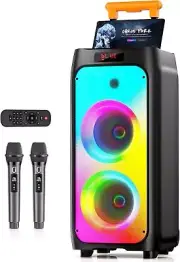 BOGO! HWWR Karaoke Machine with 2 Wireless Microphones, Portable Bluetooth Ka...