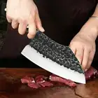 Handmade Forged Butcher Knife Hammered Steel Wood Handle Chef Slicing Cleaver 6"