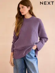 Purple 100% Wool Premium Crew Neck Jumper (E55392) | $62