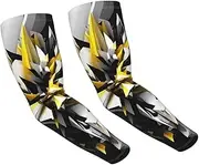 [FHEDVBN] Abstract Black White Yellow Arm Sleeves Compression Arm Covers for Men Women Outdoor Sun Sleeves Cooling Sports Sleeve, Black