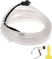 X AUTOHAUX 3 Meter EL Wire Cable LED Glow String Light Car Lighting Strip Flexible Neon Light for Car Decoration Wiring Driver(12v) White