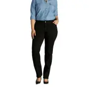 Lee Women's Plus-Size Motion Series Total Freedom Straight Leg Jean, Black, 30W