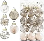 30PCS Christmas Ball Ornaments,60mm/2.36 Inch Shatterproof Christmas Tree Decoration Xmas Plastic Baubles Ornaments Decorative Hanging Ornaments for Holiday Wedding Party Decorstions (Champaign Gold)