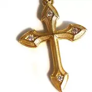 DAVID YURMAN Men's NEW 18K Gold Gothic Cross Amulet Enhancer Diamond