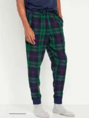 Old Navy Men's S Flannel Jogger Pajama Pants Black Watch Plaid Green Blue NWT